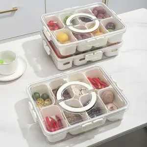 Divided Serving Tray with Lid , Food Storage Container, Snack Box, 4/8 Compartment Snack Containers, Fruit Storage Containers