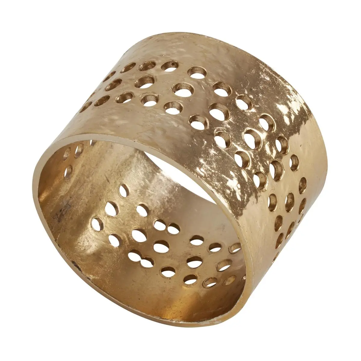 Saro Lifestyle NR126.GL Aluminium Hole Punched Napkin Rings, Gold - Set of 4, for Casual Meals & Elegant Dinners, Housewarming Gift, Wipe Clean with a Dry Soft Cloth