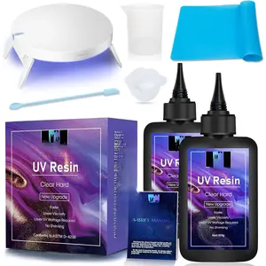VIDA ROSA 200g UV  Kit with Upgraded UV Light 24W, Stir Rod, Measuring Cup and  Pad-Ultraviolet Epoxy  Hard,UV  Starter  Making Kit for Craft Beginner
