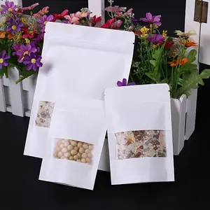 White Kraft Paper Window Stand-up Zipper Bag｜Eco-friendly and Visible, New Experience of Portable Storage Organiser
