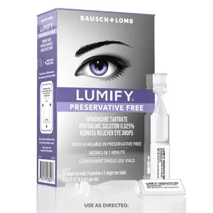 LUMIFY Redness Reliever Preservative Free Eye Drops (20 Count, Single-Use Vials)