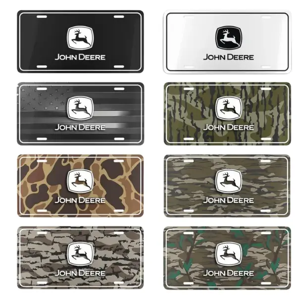 Farm Deer Camo License Plate Collection, 12 x 6 Aluminum Vanity Tag, US Vehicles, Old School Bottomland Woodland Camo, Farmer Gifts, Tractor Car Decor
