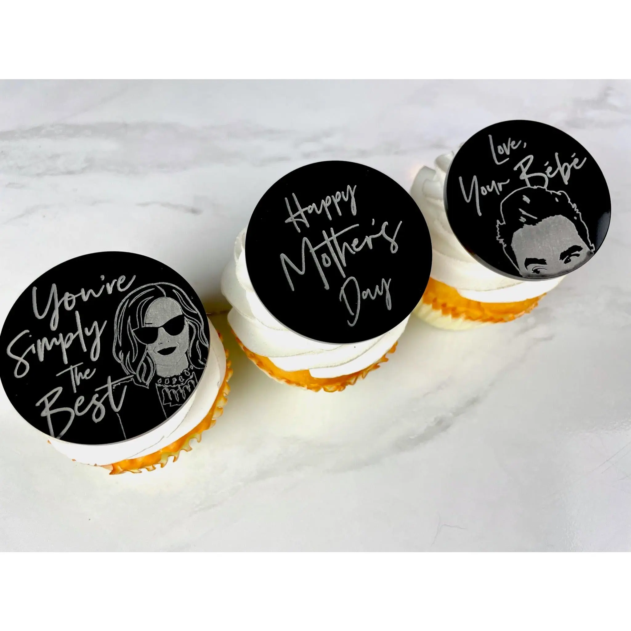Cupcake Acrylic Charms/Toppers - Schitt's Creek Mother's Day (Set of 6)