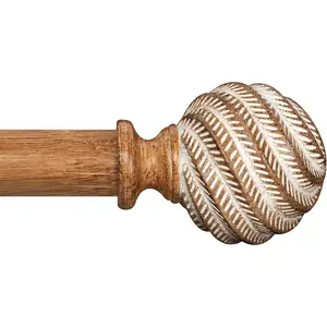 Curtain Rods for Windows 36 to 88 Inch:Boho Farmhouse Wooden Curtain Rod for Living Room Bedroom,Rustic Adjustable Heavy Duty Drapery Rods Set Brown Decorative  Imitation  Grain