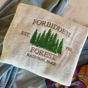 Forbidden Forest Embroidered Sweatshirt, Embroidered National Park Wizard Hoodie Sweater T- Shirt, Wizard Shirt, HP Fan Gift