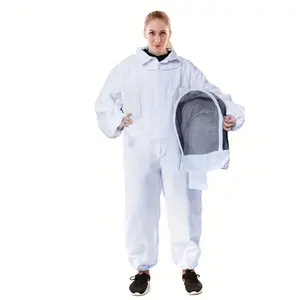 [Full-Body Durable Beekeeper's Suit] Professional Beekeeper's Full-Body Suit with Veil Hood - Durable, Ideal for Urban Farming