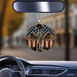 USA 250th Anniversary Souvenirs - American Flag Soldier Memorial Car Charm with Eagle and Boots Design for Patriotic Car Decor