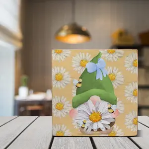 Daisy Gnome Pattern Desktop Decor, Square Foam PVC Desktop Decor, Suitable for Shelf Home Bookcases Bedroom Cubicle Table Tiered Tray, Ornaments