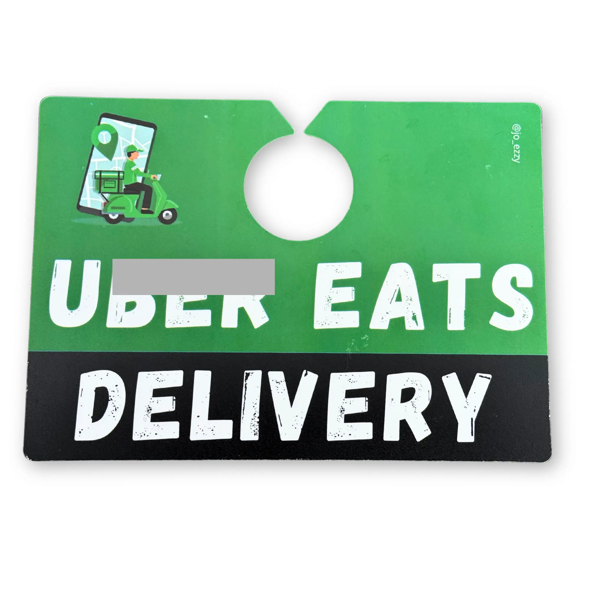 Jo_Ezzy Uber Eats Delivery Sign - Double-Sided Car Decoration for Gig Drivers, Compact & Durable, Easy Visibility, Versatile Placement (Dashboard or Rearview Mirror Display), Trusted by Gig Drivers