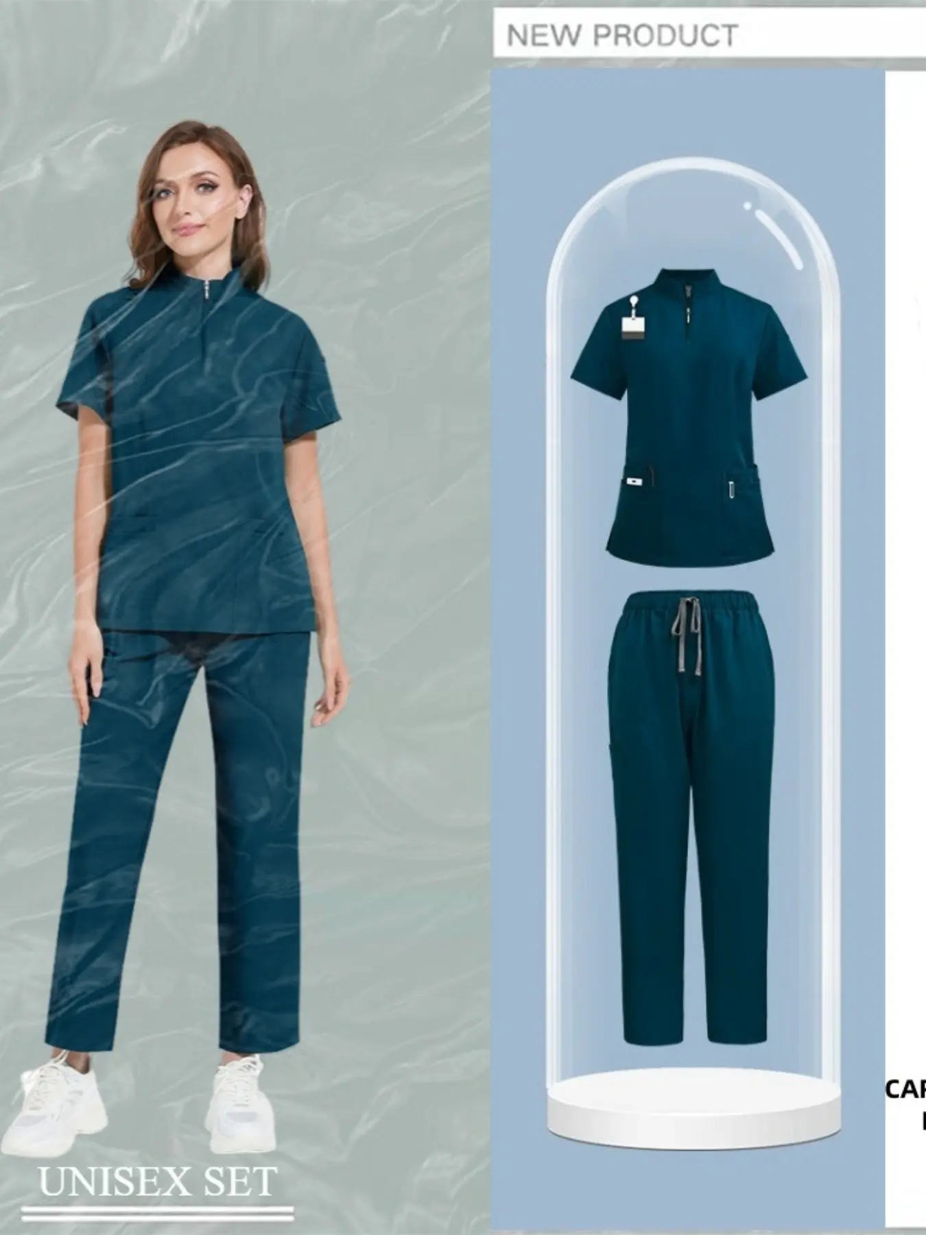 Unisex Lightweight Quick Dry Stand Collar Long Sleeve Solid Color Pants Hand Wash Clothes Pet Doctor Nursing Wear Pet Grooming Attire