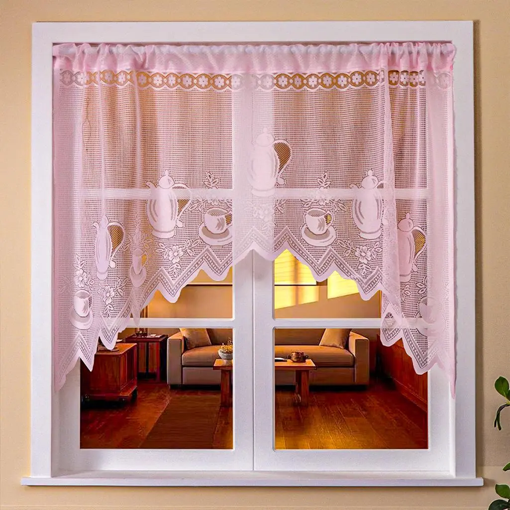 Floral Lace Curtain, Short Curtain, Arch Shape Window Curtain, Net Curtains Window, Home Decor for Living Room Bedroom, Window Drapes for Home Decor, Home Decoration Curtain, Arched Curtain, Home Decorative Curtain, Window Hanging