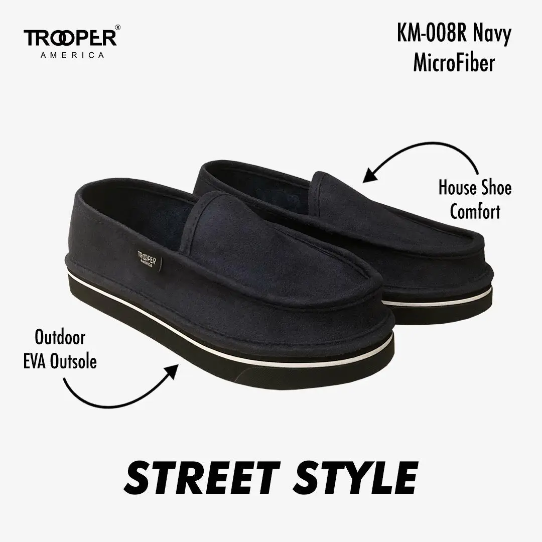 KM-008R Navy MicroFiber Street Style - SKATEBOARDING SLIP-ON SHOE