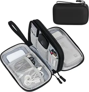 Electronic Travel Cable Organizer, Portable Accessory Pouch, Waterproof Double-Layer Organizer—perfect for cables, chargers, phones, and headphones. Ideal as a gift for organizing school dorm or office supplies. Unisex.