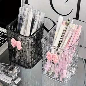 1-Piece Desktop Pen Holder Set, Student Dorm Room Storage Box, Office Desk Stationery Organizer, Transparent Boxes, Pen Cups, Desk Accessories, No Wooden Material