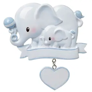 Baby elephant (blue) personalized christmas ornament