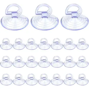24 count  Glass Windshield Sunshade Suction Cups,  Pull Ring Dovetail Sucker Hooks, Multi-Purpose Window Suction Cups for Kitchen Bathroom,  Accessories (Transparent, 3.5 cm)