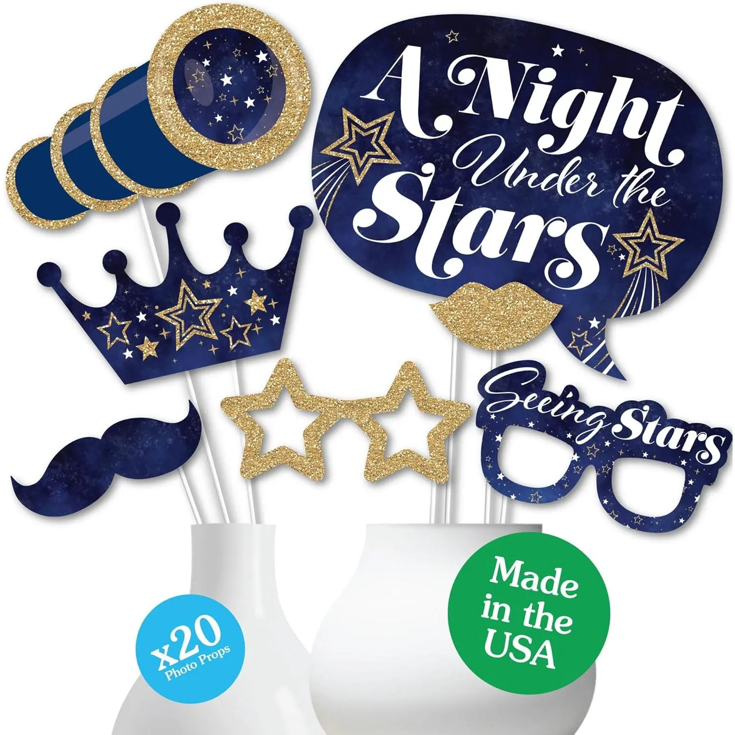Skies - Under The Stars Photo Booth Props, Galactic Party Supplies,  Celestial Party Photo Booth Props Kit - 20 Ct