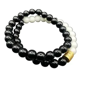 Black Jasper & White Pearl Bracelets for Adults - Grounding & Balancing Gemstones for Spiritual Growth & Protection Against Negative Energies