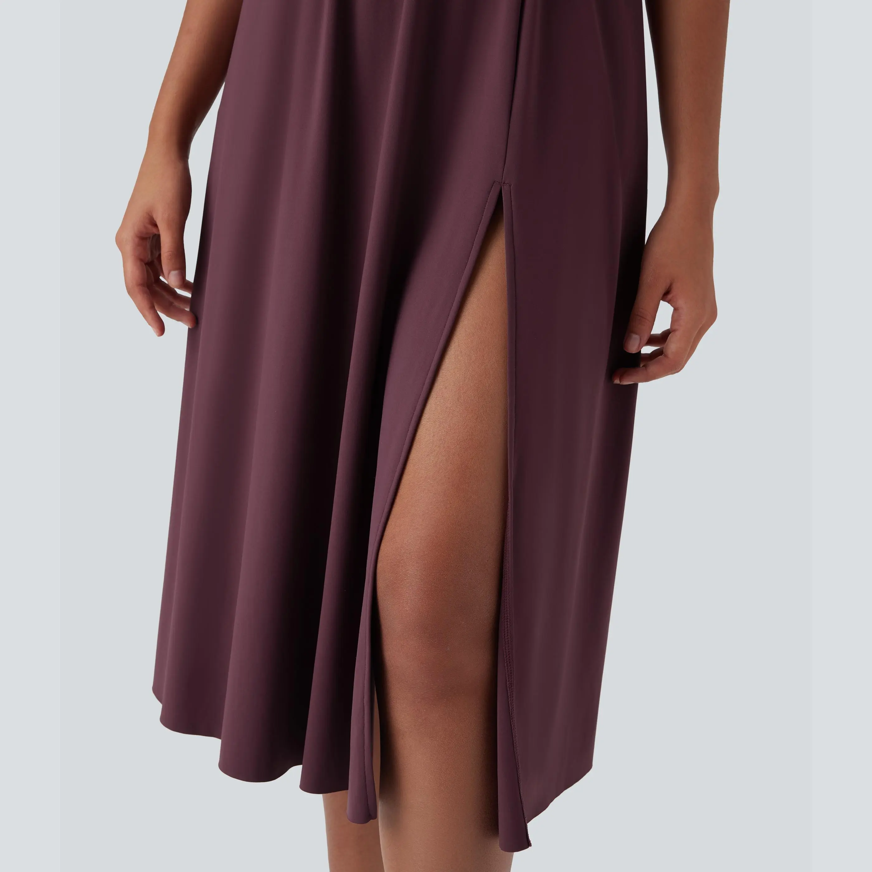 Halara SoftlyzeroAiry Padded Backless Twisted Split Cool Touch Midi Casual  Dress with Side Pockets-D/DD/DDD/F Cups, Casual Wear, Nylon - TikTok Shop