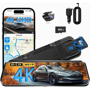 Mirror Dual Dash Camera for , Dashcam 4K Front 2.5K IMX335 Rear View/ADAS BSD LCA &APP WDR Night Vision G-Sensor Loop Recording Parking  64GB Card