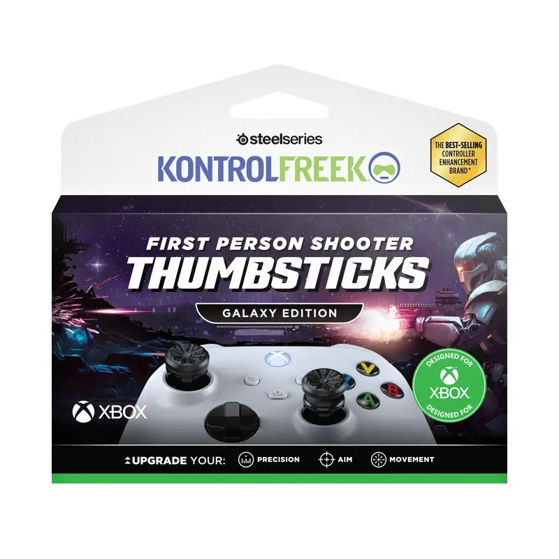 KontrolFreek FPS Freek Galaxy Black for Xbox One and Xbox Series X Controller | 2 Performance Thumbsticks | 1 High-Rise, 1 Mid-Rise | Black, Rubber, Games