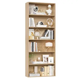 FOTOSOK 6-Tier Open Bookcase and Bookshelf, Freestanding Display Storage Shelves Tall Bookcase for Bedroom, Living Room and Office