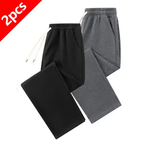 Men's Casual Jogging Pants Set of 2 Elastic Drawstring Waist Straight Leg Knitted Sports Pants for Gym Running Outdoor Sports Daily Wear All Seasons - Menswear