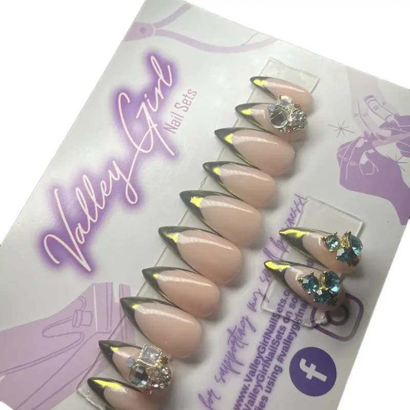 ValleyGirlNailSets Luxe Gold Chrome French Tip Press On Nails Luxury Nail Set - Perfect for Any Occasion