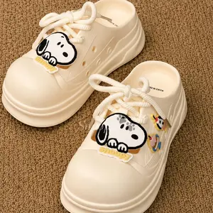 MINISO Snoopy Fashion Lace-up Slides,Soft Lightweight, indoor/Outdoor Non-Slip Slippers For Home, Beach, Holidays,Comfortable Daily Wear #Summervibes