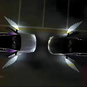 White Angel Wings Car Door Projector Lights 2-Pack Wireless LED Welcome Lights Universal Fit for All Car Brands Door Sill Puddle Lights