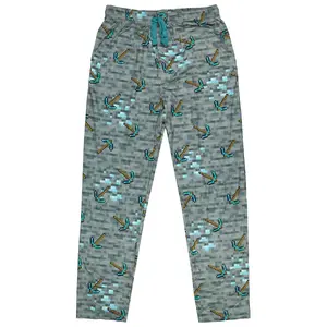 Minecraft Pajama Pants For Men - Super Soft And Comfy Diamond Pickaxe Design Adult Lounge Sleep Bottoms