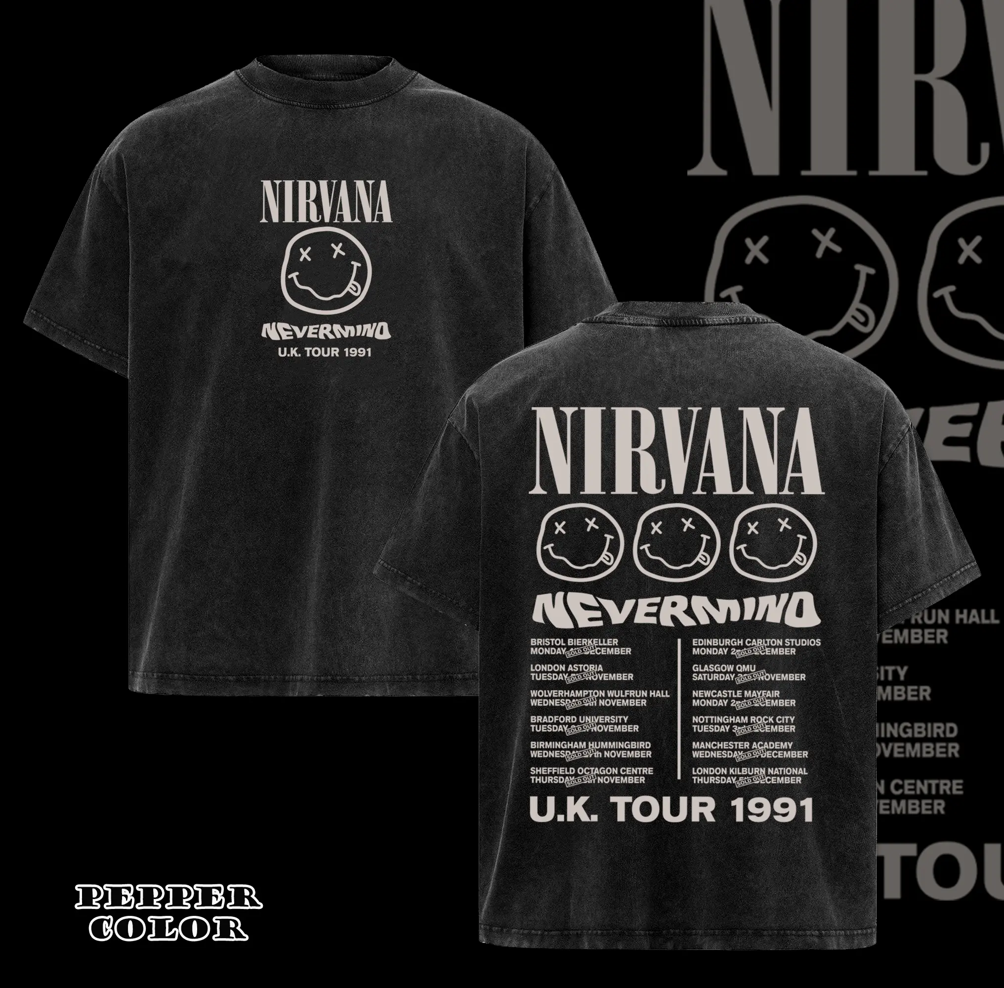 [Rock Tees] Vintage NIRVANA NEVERMIND TOUR 1991 ,Nirvana Shirt For Men And Women , Rock Band Shirt, Rock Music Lovers Gothic Punk Emo Y2K Outfits Vintage 90s Graphic Tees Rock Merch Menswear Top