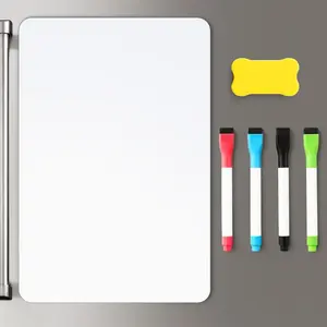 1 Pack Magnetic Dry Erase Board Sheet for Fridge, 12"x8" Erasable Refrigerator WhiteBoard， Includes 4 Markers and 1 Eraser (Colors May Vary) - Smooth and Flexible Small Magnet Blank Notepad, Suitable for Home Kitchen Organizer and Planner