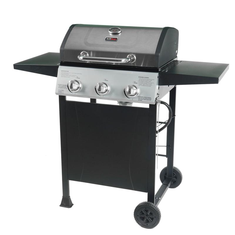 Grill Boss 27,000 BTU 3 Burner Propane Gas Grill w/Wheels, Cover, & Side Shelves