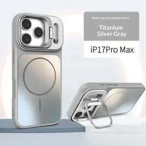 Suitable for iP17 Pro Max Phone Case iP16 Matte Magnetic Invisible Stand Ai Button Protective Cover