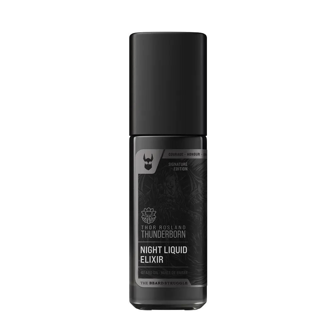 The Beard Struggle Men's All-Natural Scented Night Liquid Elixir - Thunderborn, Apply Nightly, Hydrates Beard, Facial Hair Care Product