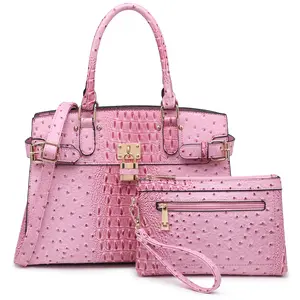 MKP Women Fashion Birkin Satchel Handbags and Purses Ladies Top Handle Tote Work Shoulder Pink Bags with Matching Wristlet Wallet