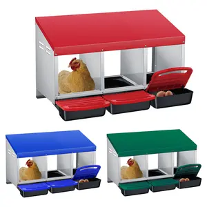 Chicken Nesting Box,Chicken Laying Boxes with 3 Compartment Metal Stainless Steel,Chickens Egg Laying Nest Boxes with Rollout Egg Collection,Chicken Brooder Box with Perch
