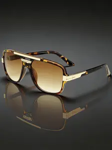 Square Metal Frame Fashion Glasses, Simple Trendy Design, Enhance Overall Look, Perfect for Daily, Photography, Multiple Scenarios