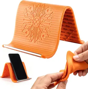 Portable Rollable Phone Stand - Silicone-Aluminum Bendable Anti-Slip Desktop Holder