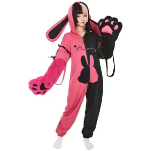Micotaku Cherry Bunny Pajama Furry Paw Onesie Pajama Long Sleeve Pajama Set