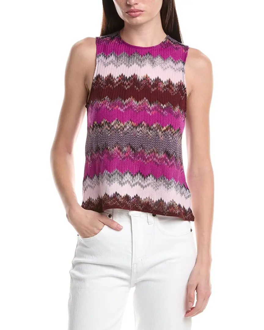 M Missoni Zig Zag Patterned Wool-Blend Tank Top