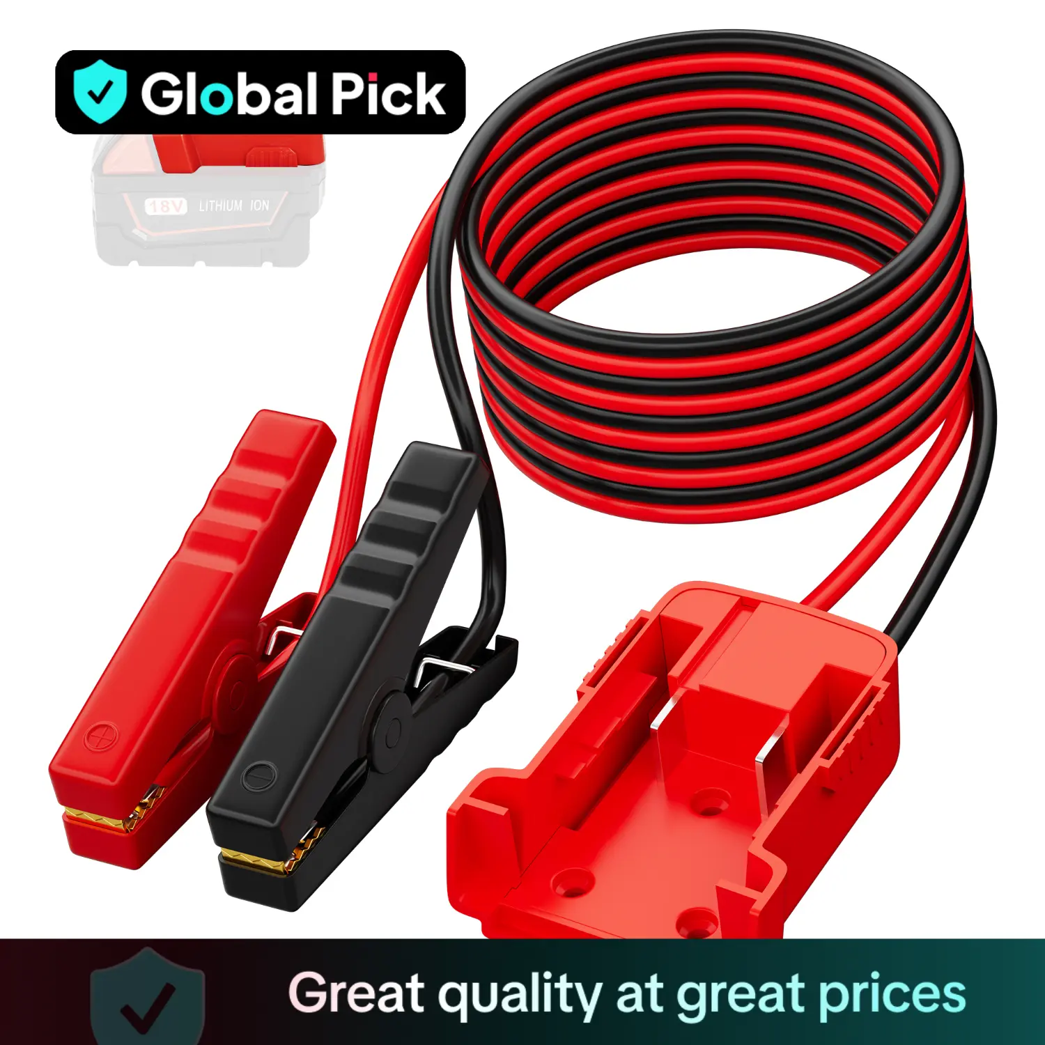 Car Battery Jump Starter Cable for Dewalt & Milwaukee 18V & 20V DCB Battery, 12AWG 5.9ft Length Car Battery Jump Starter Cable with Adapter Holder, Au