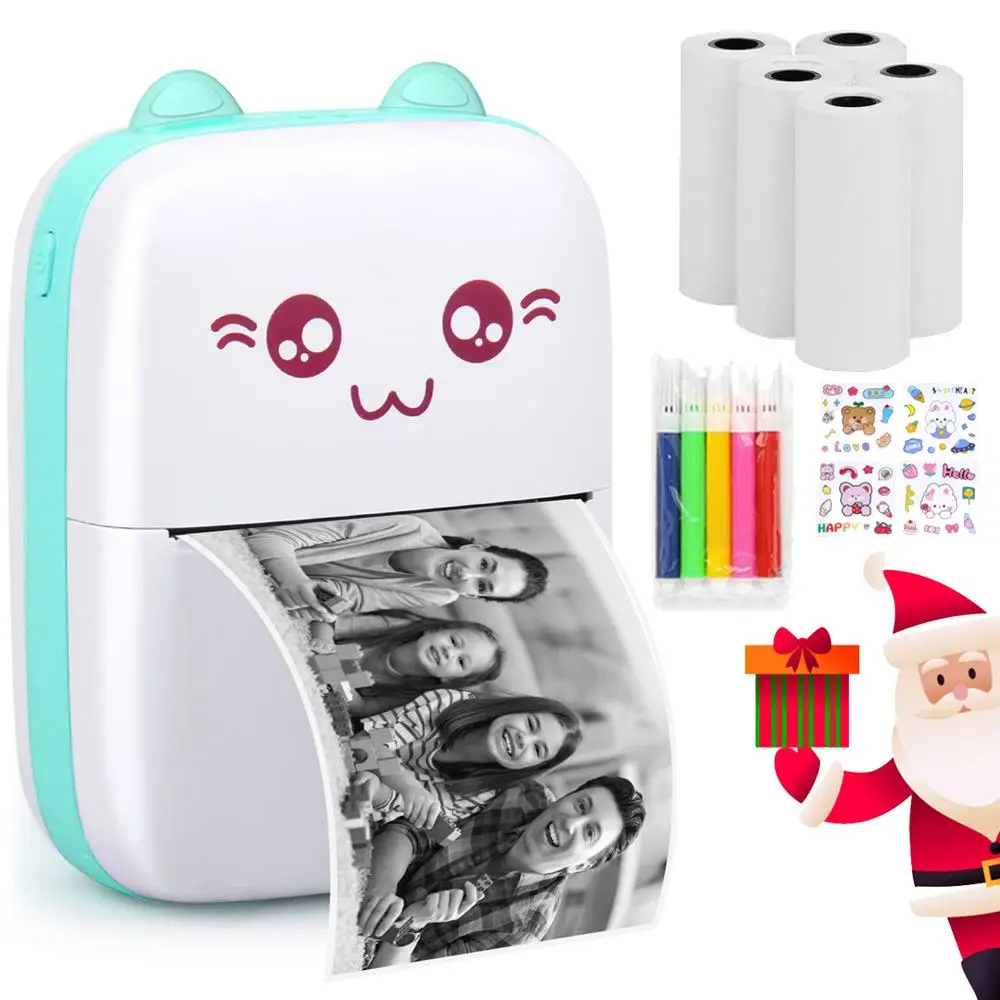 Portable Black-and-white Printer, 1 Count Cat Design Label Printer, HD Wireless Smart Photo Printer Compatible with Ios/android, Printing Paper Waterc