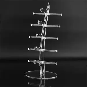 2 Pack Sunglasses Rack Eyeglasses Display Stand Holder Storage Organizer for 5 Glasses Acrylic Jewelry Eyewear Display for Selling Clear Anetiry