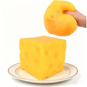 Squishy Cheese Block - Yellow, moldable fidget Toy with Squeeze Feature, Ideal for Play and Relaxation