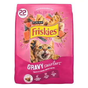 Purina Friskies Gravy Swirlers with Flavors of Chicken, Salmon and Gravy Dry Cat Food - 22 lb. Bag