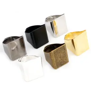 20mm 5pcs Classic 6 Colors Plated Brass Square Adjustable Ring Settings Blank/Base,Fit 20mm Glass Cabochons,Buttons;Ring Bezels