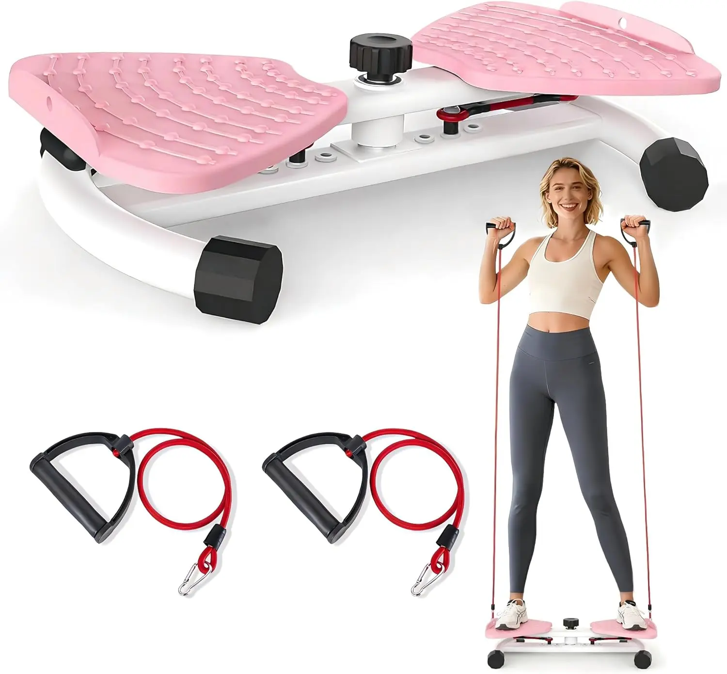 Silent Abdomen Exercise Board, Multifunctional Ab Machine with Latex Resistance Bands for Home Gym Full-Body Training, Anti-slip Twisting Waist Trainer for Men and Women, 300 lbs Capacity, Ab Muscle Trainer, Tummy Training Equipment, Twisting Waist Machin