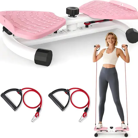 Noiseless Adjustable Abdominal Machine - Ab Workout Equipment, Abdominal Core Equipment, Unisex Silent Plastic Abs Waist Twister, Compact Under-Bed Core Trainer with Resistance Bands for Home Full-Body Training